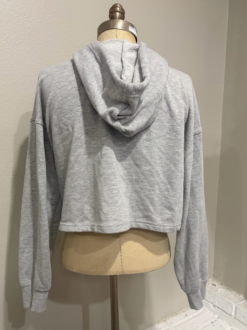 Hippie Rose Cropped Light Gray Button-Up Hoodie - Picture 3 of 3